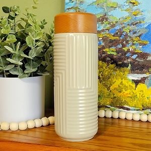 World Market boho, minimalist, ceramic beige thermos tumbler mug